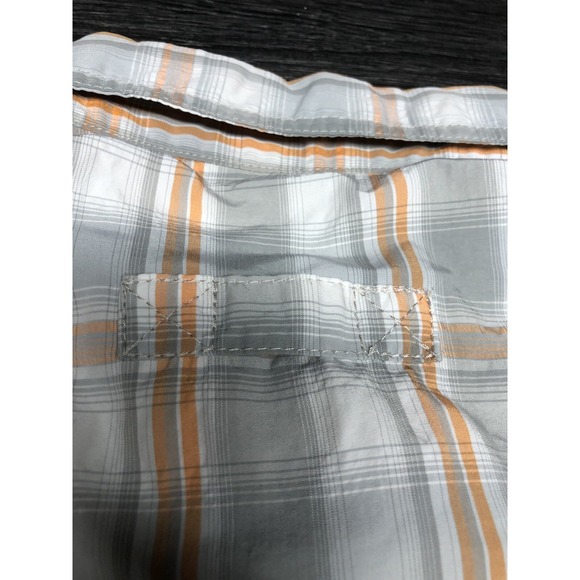 LL Bean Vented Plaid Shirt Mens L Tall Gray Orange Outdoor Short Sleeve Vintage - Picture 7 of 13